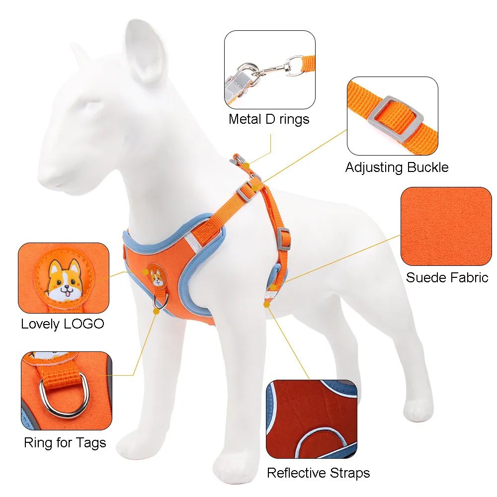 New Dog Leash And Harness Set Pet Dog Harness And Leash Set Adjustable Puppy Cat Harness Vest Reflective Walking No Pull Lead Leash For Small Dogs Chihuahua - Image 8